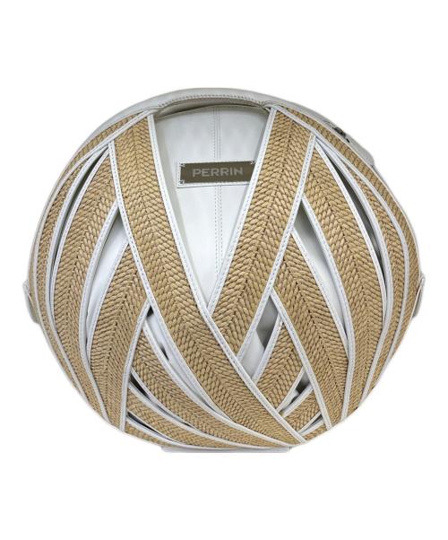PERRIN PARIS（ペラン パリ）PERRIN PARIS (ペラン パリ) ハンドバッグ　Le Panier Rafia Basket Handbag ベージュ×ホワイトの古着・服飾アイテム