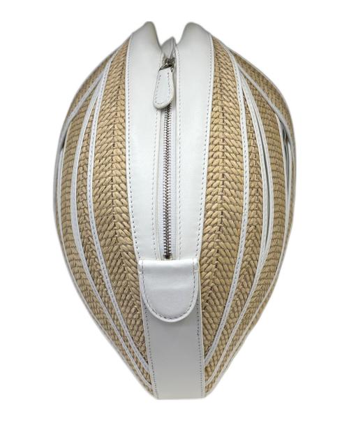 PERRIN PARIS（ペラン パリ）PERRIN PARIS (ペラン パリ) ハンドバッグ　Le Panier Rafia Basket Handbag ベージュ×ホワイトの古着・服飾アイテム