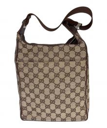GUCCI（グッチ）の古着「ショルダーバッグ　GGキャンバス」｜ベージュ