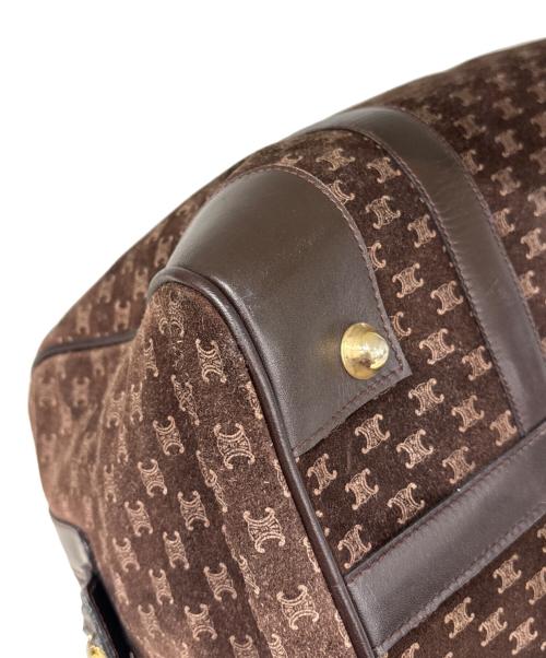 CELINE（セリーヌ）CELINE (セリーヌ) ミニボストンバッグ　マカダム　スウェード ブラウンの古着・服飾アイテム