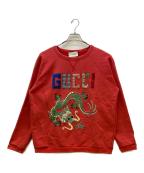 GUCCIグッチ）の古着「クルーネックスウェット Dragon and Logo」｜レッド