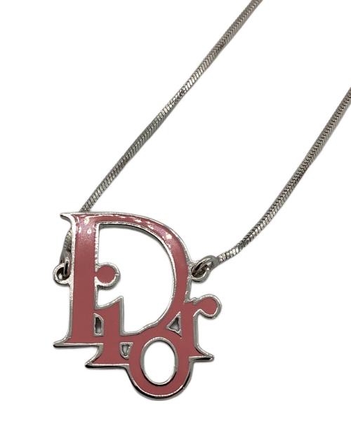Christian Dior（クリスチャン ディオール）Christian Dior (クリスチャン ディオール) ロゴネックレス ピンク×シルバーの古着・服飾アイテム