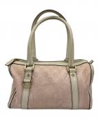 GUCCIグッチ）の古着「ミニボストンバッグ」｜ピンク×ホワイト