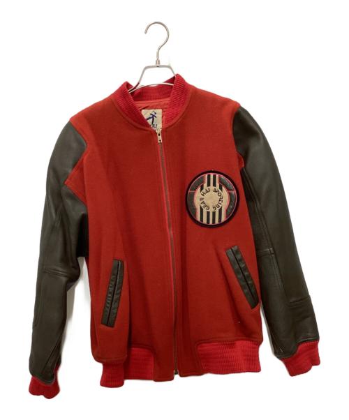 HAI SPORTING GEAR（ハイスポーツギア）HAI SPORTING GEAR (ハイスポーツギア) レザースリーブウールスタジャン レッド サイズ:Mの古着・服飾アイテム