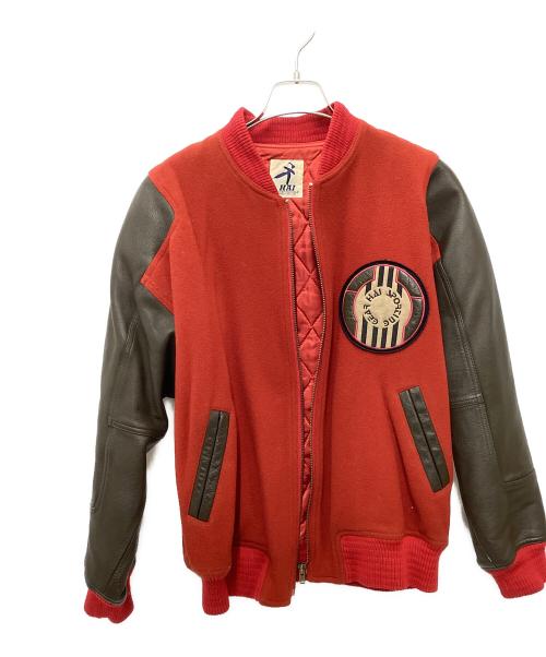 HAI SPORTING GEAR（ハイスポーツギア）HAI SPORTING GEAR (ハイスポーツギア) レザースリーブウールスタジャン レッド サイズ:Mの古着・服飾アイテム