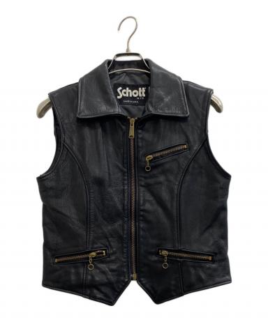 Schott レザー ベスト Mサイズ 黒 アメリカ製 古着 中古・古着通販】Schott (ショット) レザーベスト ブラック サイズ:M