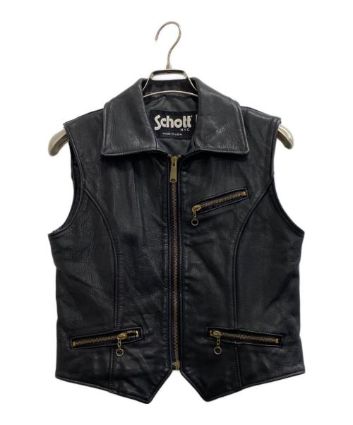 Schott（ショット）Schott (ショット) レザーベスト ブラック サイズ:Mの古着・服飾アイテム
