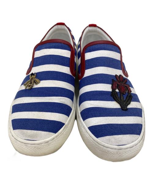 GUCCI（グッチ）GUCCI (グッチ) スリッポン ホワイト×ブルー サイズ:SIZE 8の古着・服飾アイテム