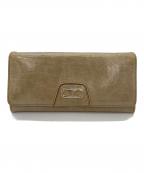 CELINEセリーヌ）の古着「エナメル長財布」｜カーキ