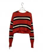 MIU MIUミュウミュウ）の古着「ニット」｜レッド×ブラック×ホワイト