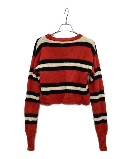 MIU MIU（ミュウミュウ）MIU MIU (ミュウミュウ) ニット レッド×ブラック×ホワイト サイズ:38の古着・服飾アイテム