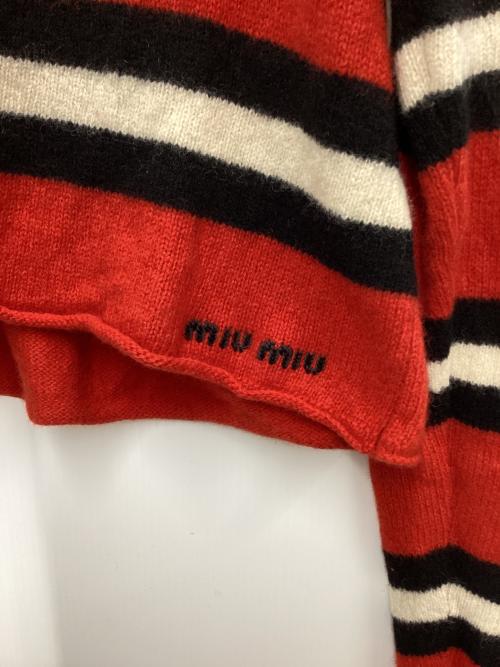 MIU MIU（ミュウミュウ）MIU MIU (ミュウミュウ) ニット レッド×ブラック×ホワイト サイズ:38の古着・服飾アイテム