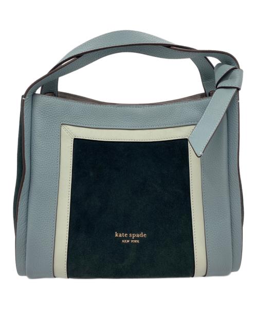 Kate Spade（ケイトスペード）Kate Spade (ケイトスペード) ノット カラーブロック レザー アンド スエード ミディアム クロスボディ トート スカイブルーの古着・服飾アイテム