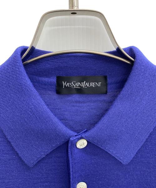Yves Saint Laurent（イヴサンローラン）Yves Saint Laurent (イヴサンローラン) ニットポロシャツ ブルー サイズ:MAの古着・服飾アイテム