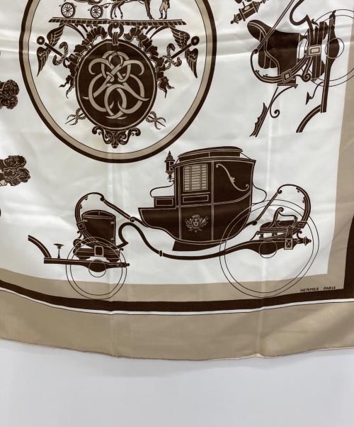 HERMES（エルメス）HERMES (エルメス) スカーフ ホワイト×ベージュの古着・服飾アイテム