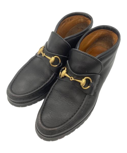 GUCCI（グッチ）GUCCI (グッチ) ホースビットモカシンブーツ ブラック サイズ:37の古着・服飾アイテム