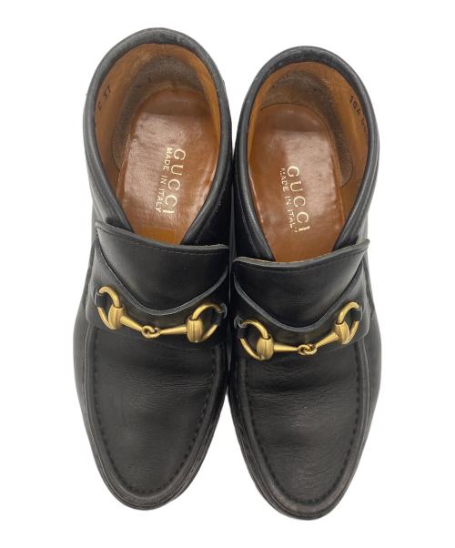 GUCCI（グッチ）GUCCI (グッチ) ホースビットモカシンブーツ ブラック サイズ:37の古着・服飾アイテム