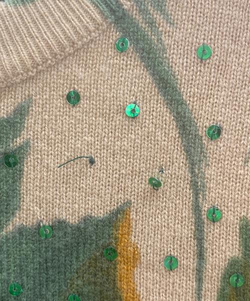 DOLCE & GABBANA（ドルチェ＆ガッバーナ）DOLCE & GABBANA (ドルチェ＆ガッバーナ) クルーネックニット ベージュ×グリーン サイズ:40の古着・服飾アイテム