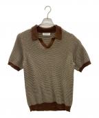 TOMORROW LAND tricotトゥモローランド トリコ）の古着「マーセライズドコットン スキッパーニットポロ」｜ブラウン