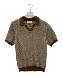 TOMORROW LAND tricot（トゥモローランド トリコ）の古着「マーセライズドコットン スキッパーニットポロ」｜ブラウン