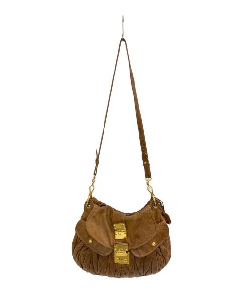 MIU MIU（ミュウミュウ）MIU MIU (ミュウミュウ) マテラッセ ブラウン×ゴールドの古着・服飾アイテム