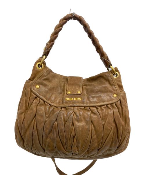 MIU MIU（ミュウミュウ）MIU MIU (ミュウミュウ) マテラッセ ブラウン×ゴールドの古着・服飾アイテム