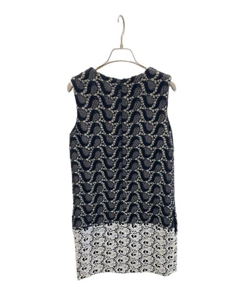 MSGM（エムエスジーエム）MSGM (エムエスジーエム) RAY BEAMSa ノースリーブ・キャミソールワンピース ホワイト×ブラック サイズ:40の古着・服飾アイテム