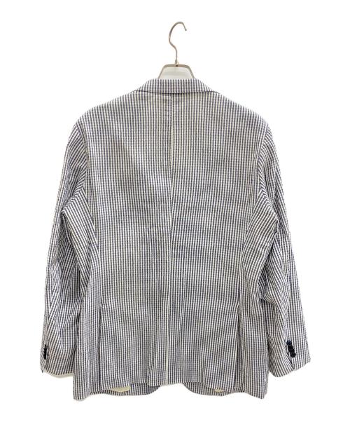 UNIVERSAL LANGUAGE（ユニバーサルランゲージ）UNIVERSAL LANGUAGE (ユニバーサルランゲージ) テーラードジャケット ブルー×ホワイト サイズ:LLの古着・服飾アイテム