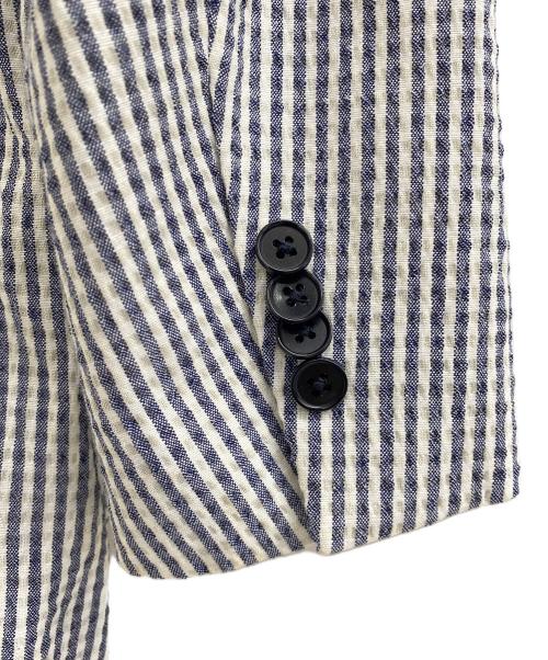 UNIVERSAL LANGUAGE（ユニバーサルランゲージ）UNIVERSAL LANGUAGE (ユニバーサルランゲージ) テーラードジャケット ブルー×ホワイト サイズ:LLの古着・服飾アイテム