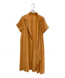 HIROKO KOSHINO（ヒロコ コシノ）の古着「ドレープコクーンロングベスト」｜オレンジ