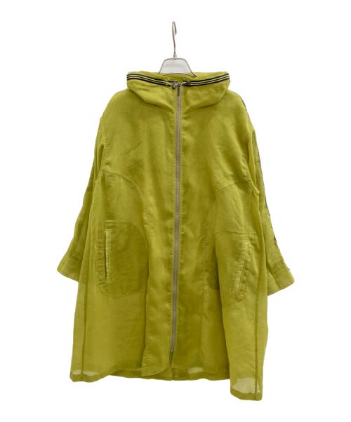 TRUNK HIROKO KOSHINO（トランク ヒロコ コシノ）TRUNK HIROKO KOSHINO (トランク ヒロコ コシノ) ラインアクセントオーガンジーブラウス 黄緑 サイズ:SIZE 38の古着・服飾アイテム