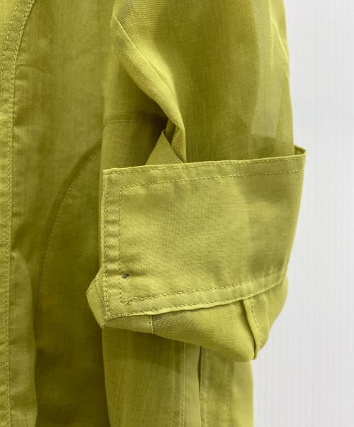 TRUNK HIROKO KOSHINO（トランク ヒロコ コシノ）TRUNK HIROKO KOSHINO (トランク ヒロコ コシノ) ラインアクセントオーガンジーブラウス 黄緑 サイズ:SIZE 38の古着・服飾アイテム