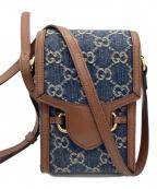 GUCCIグッチ）の古着「ポシェット GUCCI ホースビット デニム」｜ブルー×ブラウン