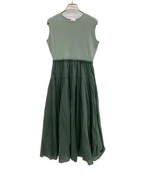 BALLSEY（ボールジィ）BALLSEY (ボールジィ) マテリアルコンビ ノースリーブワンピース グリーン サイズ:36の古着・服飾アイテム