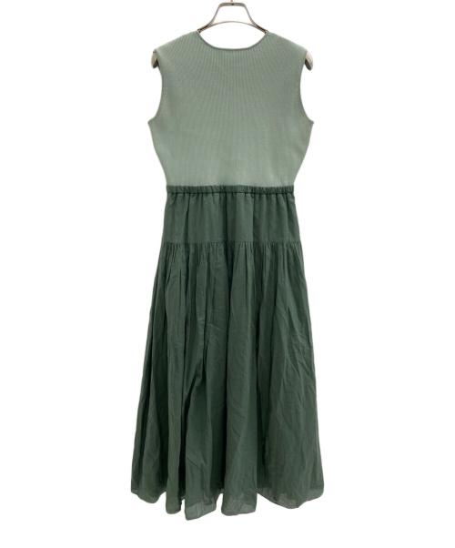 BALLSEY（ボールジィ）BALLSEY (ボールジィ) マテリアルコンビ ノースリーブワンピース グリーン サイズ:36の古着・服飾アイテム