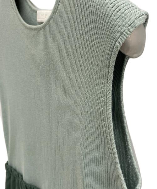 BALLSEY（ボールジィ）BALLSEY (ボールジィ) マテリアルコンビ ノースリーブワンピース グリーン サイズ:36の古着・服飾アイテム