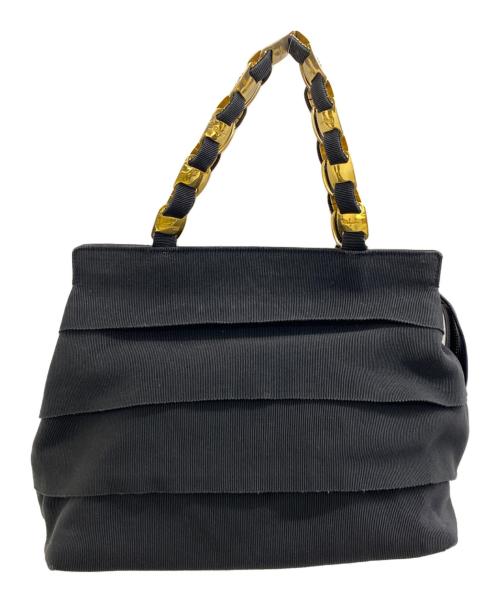 Salvatore Ferragamo（サルヴァトーレ フェラガモ）Salvatore Ferragamo (サルヴァトーレ フェラガモ) ハンドバッグ ブラック×ゴールドの古着・服飾アイテム