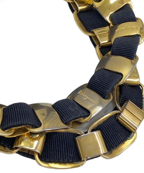 Salvatore Ferragamo（サルヴァトーレ フェラガモ）Salvatore Ferragamo (サルヴァトーレ フェラガモ) ハンドバッグ ブラック×ゴールドの古着・服飾アイテム