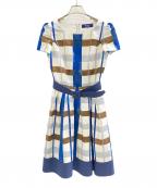 M'S GRACYエムズグレイシー）の古着「半袖ワンピース」｜ブルー×ホワイト