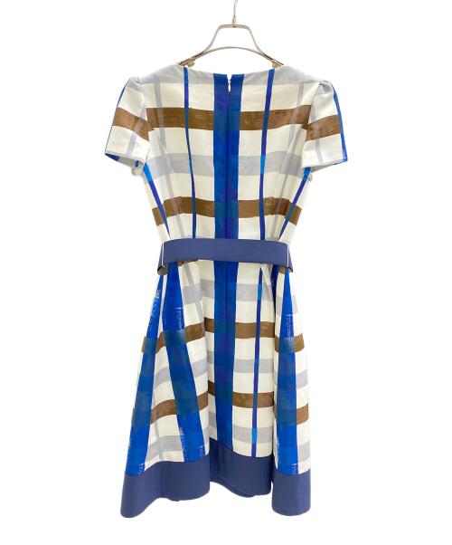 M'S GRACY（エムズグレイシー）M'S GRACY (エムズグレイシー) 半袖ワンピース ブルー×ホワイト サイズ:40の古着・服飾アイテム