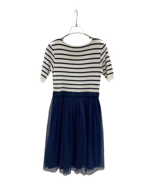 BLUE LABEL CRESTBRIDGE（ブルーレーベルクレストブリッジ）BLUE LABEL CRESTBRIDGE (ブルーレーベルクレストブリッジ) 半袖ワンピース ホワイト×ネイビー サイズ:38の古着・服飾アイテム