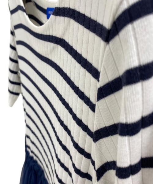 BLUE LABEL CRESTBRIDGE（ブルーレーベルクレストブリッジ）BLUE LABEL CRESTBRIDGE (ブルーレーベルクレストブリッジ) 半袖ワンピース ホワイト×ネイビー サイズ:38の古着・服飾アイテム