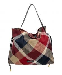 BURBERRY BLUE LABEL（バーバリー ブルー レーベル）の古着「クレストブリッジチェック ギャザーバック」｜レッド×ネイビー