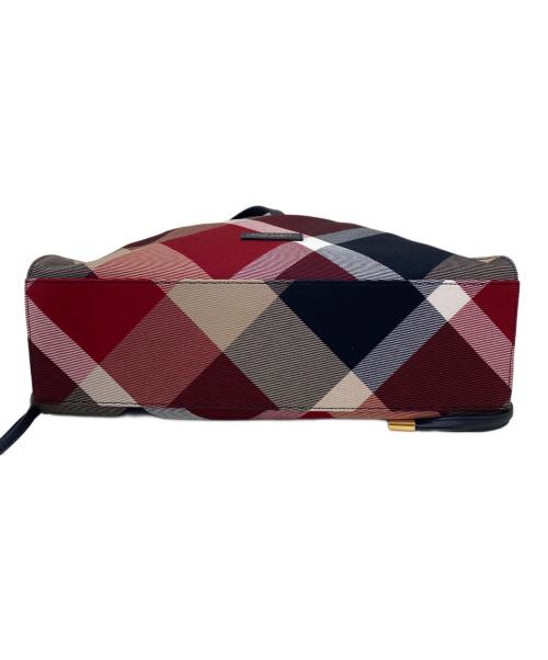 BURBERRY BLUE LABEL（バーバリーロンドンブルーレーベル）BURBERRY BLUE LABEL (バーバリーロンドンブルーレーベル) クレストブリッジチェック ギャザーバック レッド×ネイビーの古着・服飾アイテム