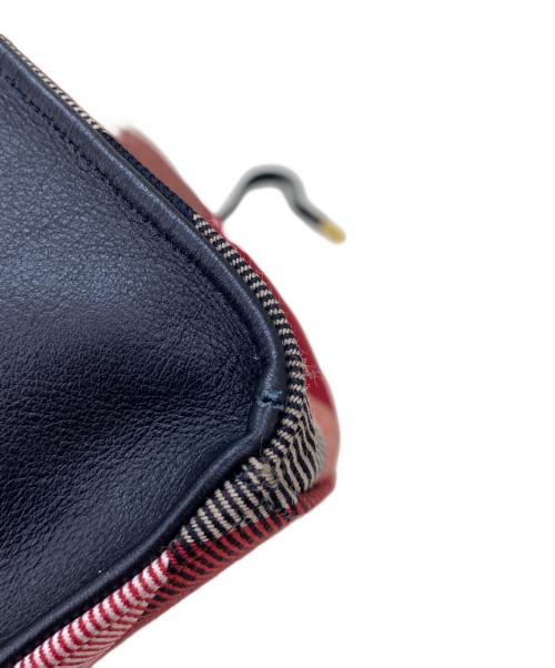 BURBERRY BLUE LABEL（バーバリーロンドンブルーレーベル）BURBERRY BLUE LABEL (バーバリーロンドンブルーレーベル) クレストブリッジチェック ギャザーバック レッド×ネイビーの古着・服飾アイテム