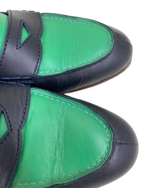 RALPH LAUREN（ラルフローレン）RALPH LAUREN (ラルフローレン) ローファー ブラック×グリーン サイズ:35 1/2の古着・服飾アイテム