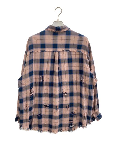 HARE（ハレ）HARE (ハレ) ダメージチェックシャツ ピンク×ブルー サイズ:Fの古着・服飾アイテム