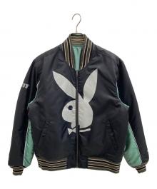 HUF×PLAY BOY（ハフ×プレイボーイ）の古着「REVERSIBLE BOMBER JACKET」｜ブラック×グリーン