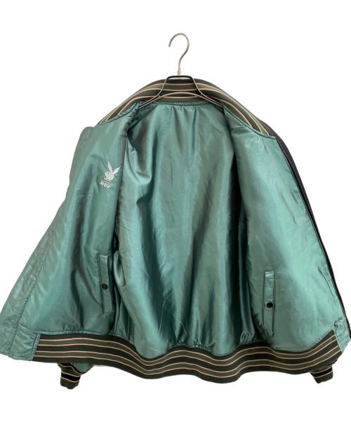 HUF（ハフ）HUF (ハフ) PLAY BOY (プレイボーイ) REVERSIBLE BOMBER JACKET ブラック×グリーン サイズ:Mの古着・服飾アイテム