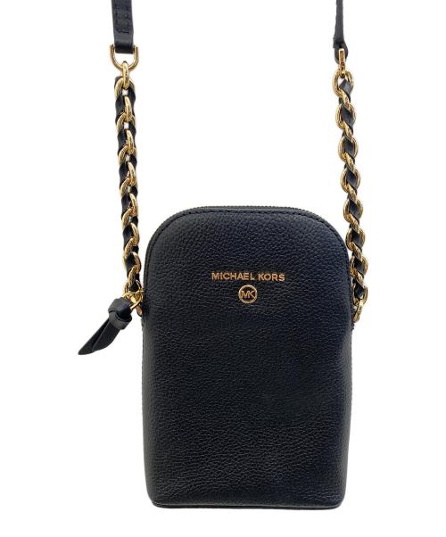 MICHAEL KORS（マイケル・コース）MICHAEL KORS (マイケル・コース) ショルダーポーチ ブラック×ゴールドの古着・服飾アイテム